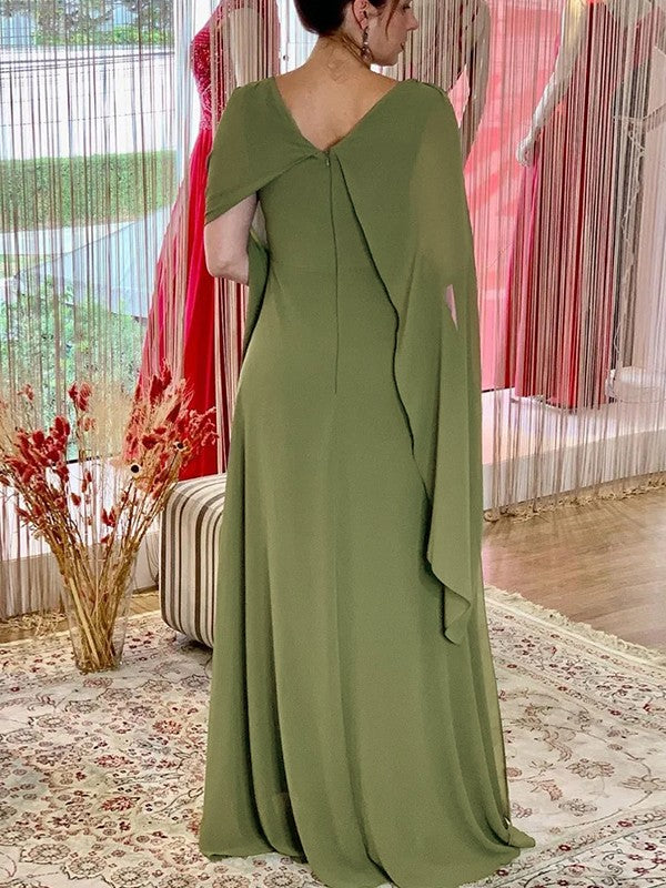 Wholesale Sheath/Column Chiffon Ruched Scoop Sleeveless Floor-Length Mother of the Bride Dresses
